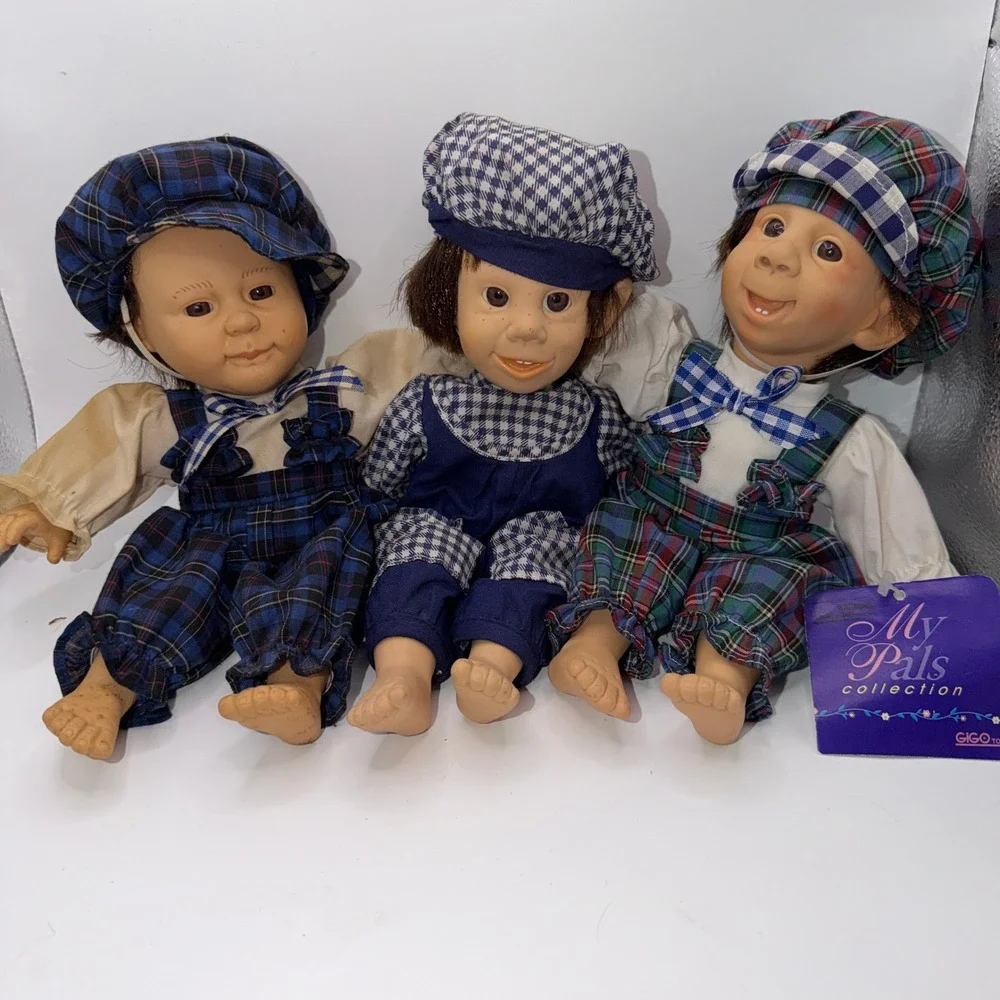My Pals Collection Gigo Dolls Set 3 Plaid‎ Gingham Vintage Cottagecore Aesthetic